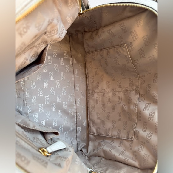 Michael Kors White Pebbled Leather with Gold Accents Satchel - Picture 10 of 16